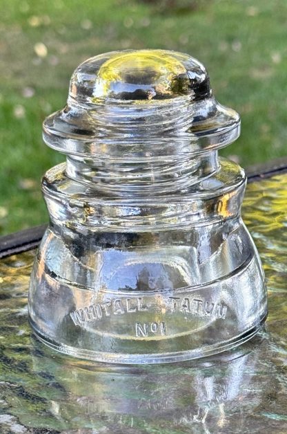 Rare Vintage Whitall Tatum Co. Glass Insulator No. 1 - Clear Glass, 4" Tall