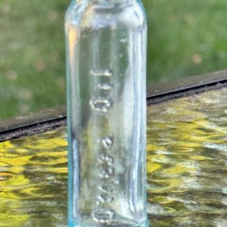 Vintage Omega Oil Patent Medicine Bottle - Aqua Glass - 3.25" Tall