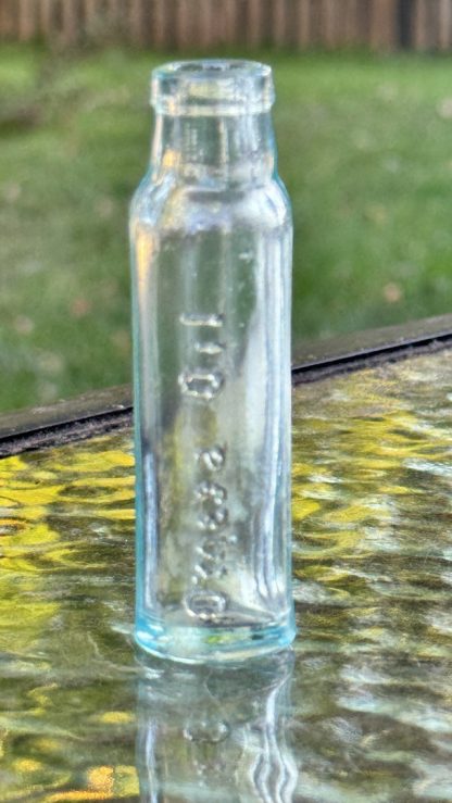 Vintage Omega Oil Patent Medicine Bottle - Aqua Glass - 3.25" Tall