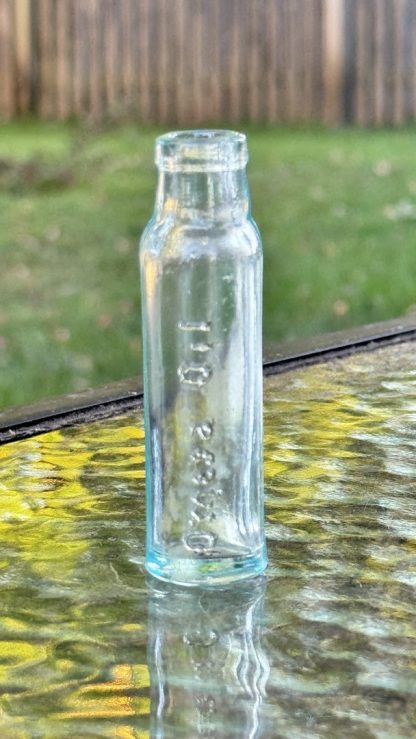 Vintage Omega Oil Patent Medicine Bottle - Aqua Glass - 3.25" Tall - Image 4