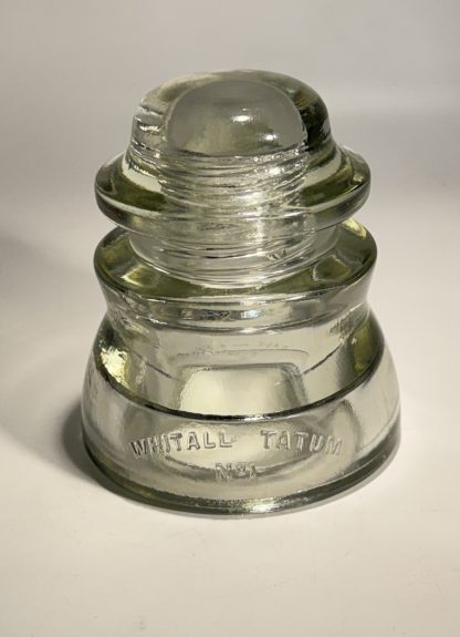 Rare Vintage Whitall Tatum Co. Glass Insulator No. 1 - Clear Glass, 4" Tall - CHIP - Image 5