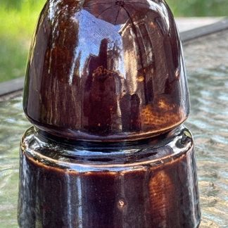 Vintage Brown Porcelain CD Insulator - 4" x 3" - Antique Electrical Telephone Pole