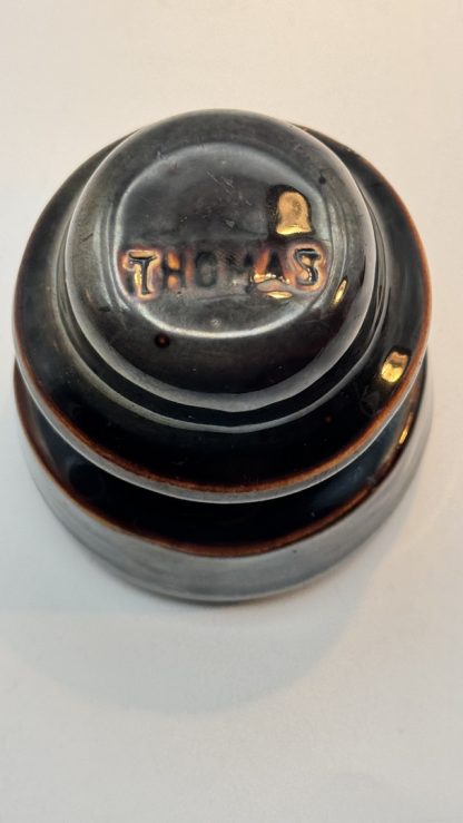 Vintage Thomas Chocolate Brown Porcelain Insulator - Excellent Condition - Image 8