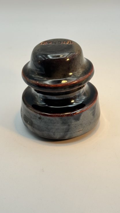 Vintage Thomas Chocolate Brown Porcelain Insulator - Excellent Condition - Image 9