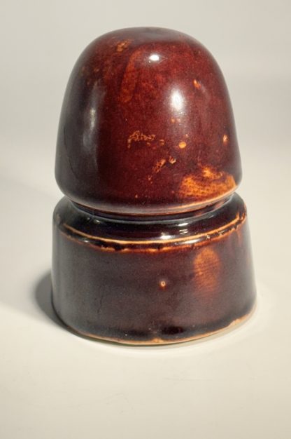 Vintage Brown Porcelain CD Insulator - 4" x 3" - Antique Electrical Telephone Pole - Image 5