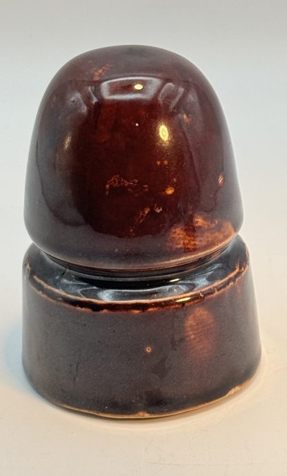 Vintage Brown Porcelain CD Insulator - 4" x 3" - Antique Electrical Telephone Pole - Image 6