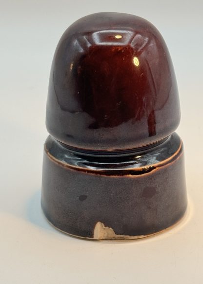 Vintage Brown Porcelain CD Insulator - 4" x 3" - Antique Electrical Telephone Pole - Image 7