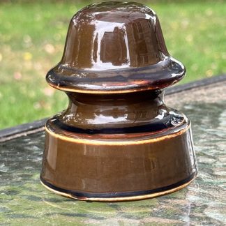 Vintage Brown Porcelain Insulator - 3.5" - Unknown Manufacturer