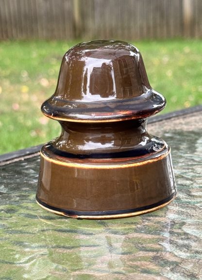 Vintage Brown Porcelain Insulator - 3.5" - Unknown Manufacturer