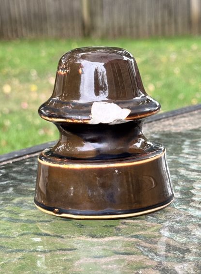 Vintage Brown Porcelain Insulator - 3.5" - Unknown Manufacturer - Image 4