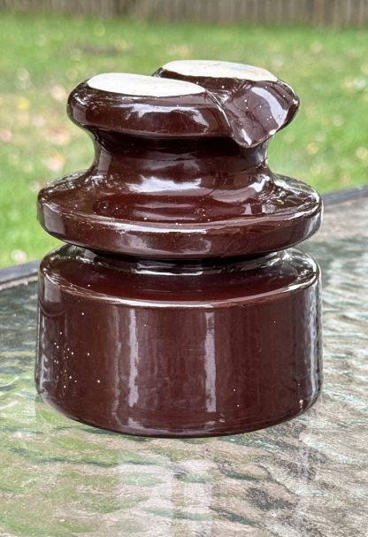 Vintage Chcolate Brown Porcelain Saddle Insulator - Unmarked - 4" Tall Very Good