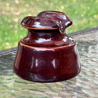 Vintage Chcolate Brown Porcelain Saddle Insulator - Lapp style - circa 1928