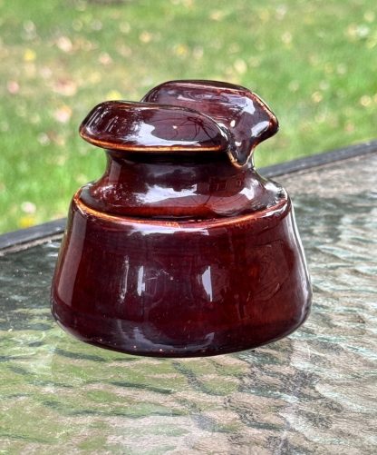 Vintage Chcolate Brown Porcelain Saddle Insulator - Lapp style - circa 1928
