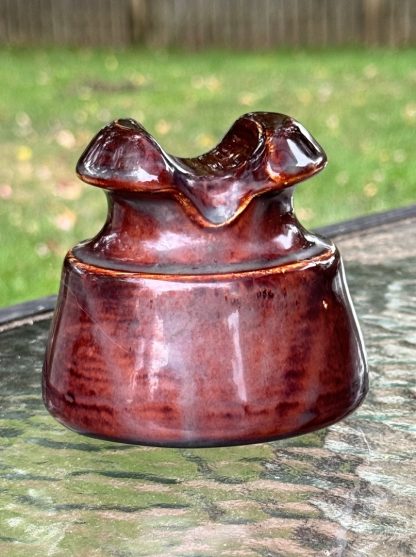 Vintage Chcolate Brown Porcelain Saddle Insulator - Lapp style - circa 1928 - Image 5