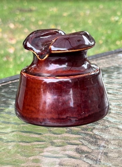 Vintage Chcolate Brown Porcelain Saddle Insulator - Lapp style - circa 1928 - Image 6
