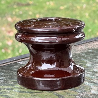 Vintage Chocolate Brown Porcelain Spool Insulator - 2.75" x 3" (Similar to Peirce 355)