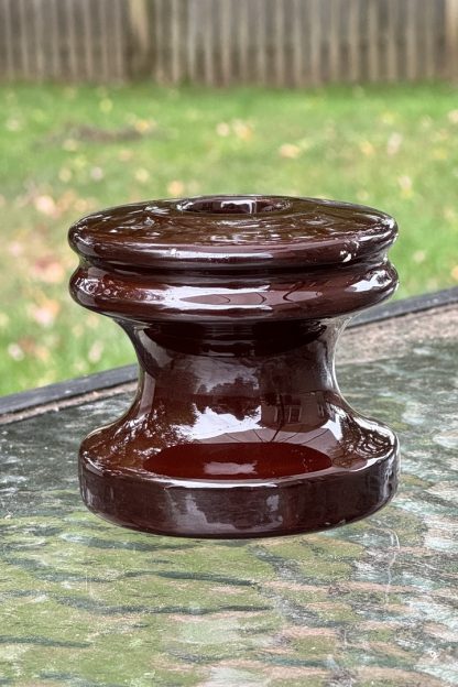 Vintage Chocolate Brown Porcelain Spool Insulator - 2.75" x 3" (Similar to Peirce 355)