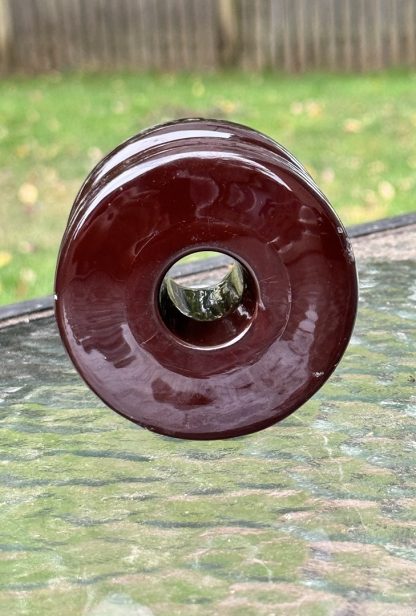Vintage Chocolate Brown Porcelain Spool Insulator - 2.75" x 3" (Similar to Peirce 355) - Image 7