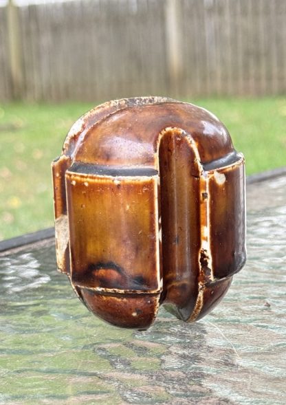 Vintage Porcelain Insulator - Rare 3.5" Brown Cable Insulator