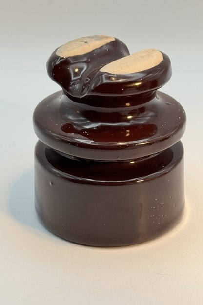 Vintage Chcolate Brown Porcelain Saddle Insulator - Unmarked - 4" Tall Very Good - Image 4