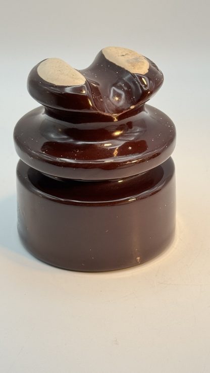 Vintage Chcolate Brown Porcelain Saddle Insulator - Unmarked - 4" Tall Very Good - Image 5