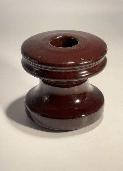 Vintage Chocolate Brown Porcelain Spool Insulator - 2.75" x 3" (Similar to Peirce 355) - Image 3