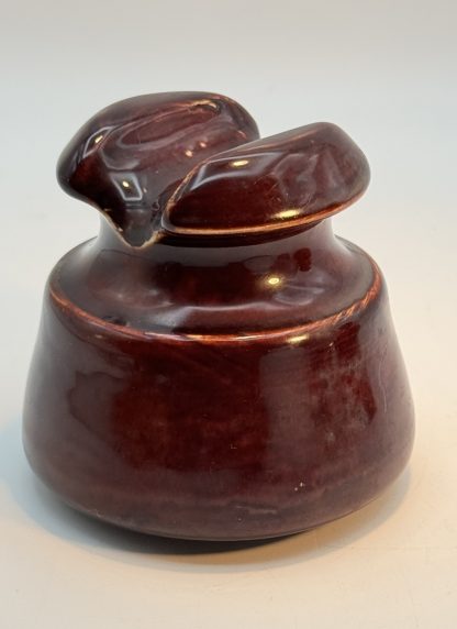 Vintage Chcolate Brown Porcelain Saddle Insulator - Lapp style - circa 1928 - Image 7