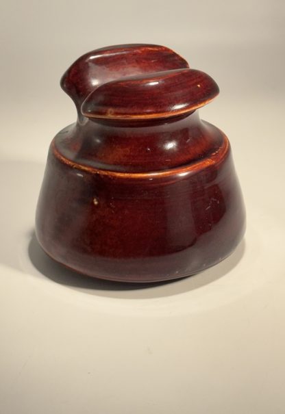 Vintage Chcolate Brown Porcelain Saddle Insulator - Lapp style - circa 1928 - Image 3