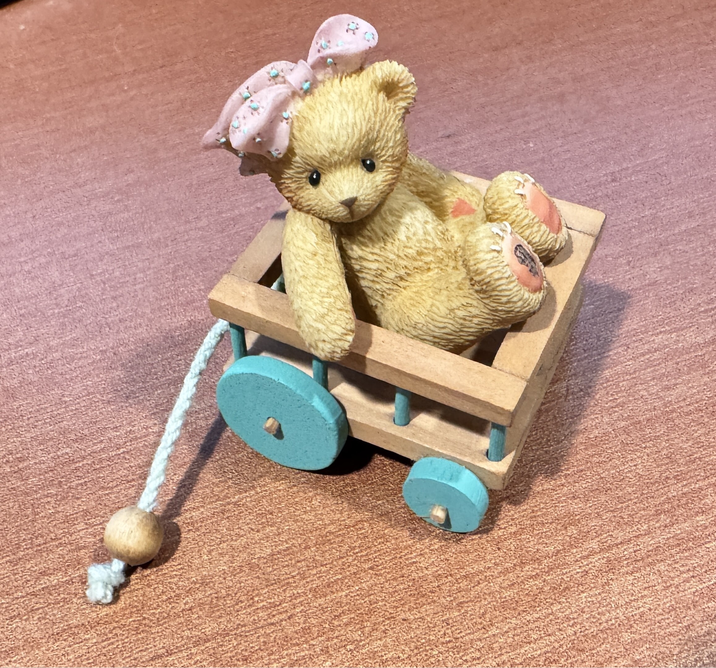 Vintage Cherished Teddies Pull Toy Bear 1999 Priscilla Hillman - A Journey With You Is One To Remember.