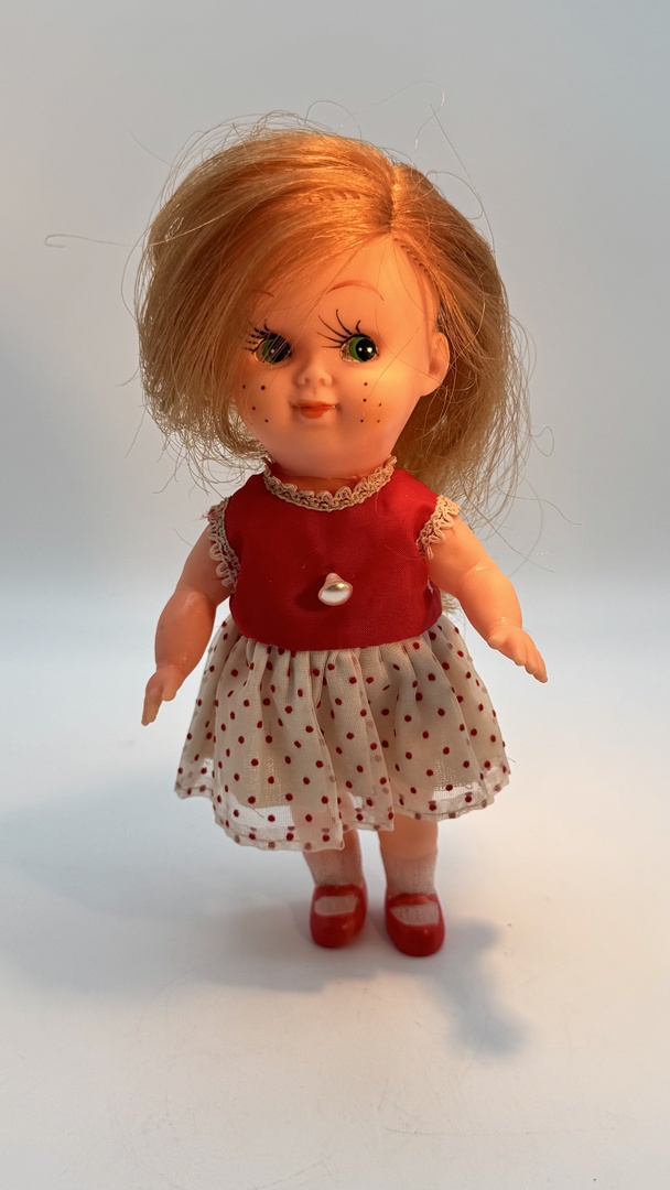 Vintage Charm Doll - 7.5" Tall - 1960s/70s Red Hair Rubber Doll - Made in Japan - Image 3