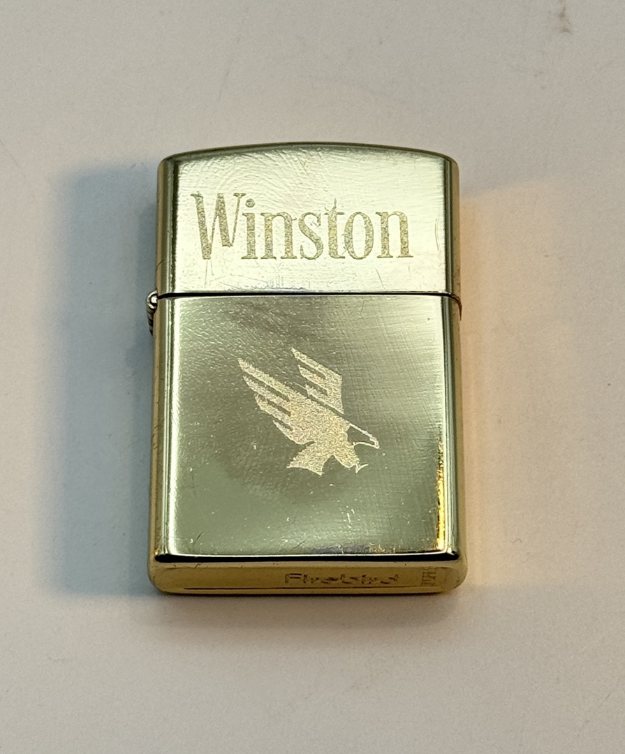 Vintage Winston Golden Eagle Lighter - Made in Korea - Mirrored Gold