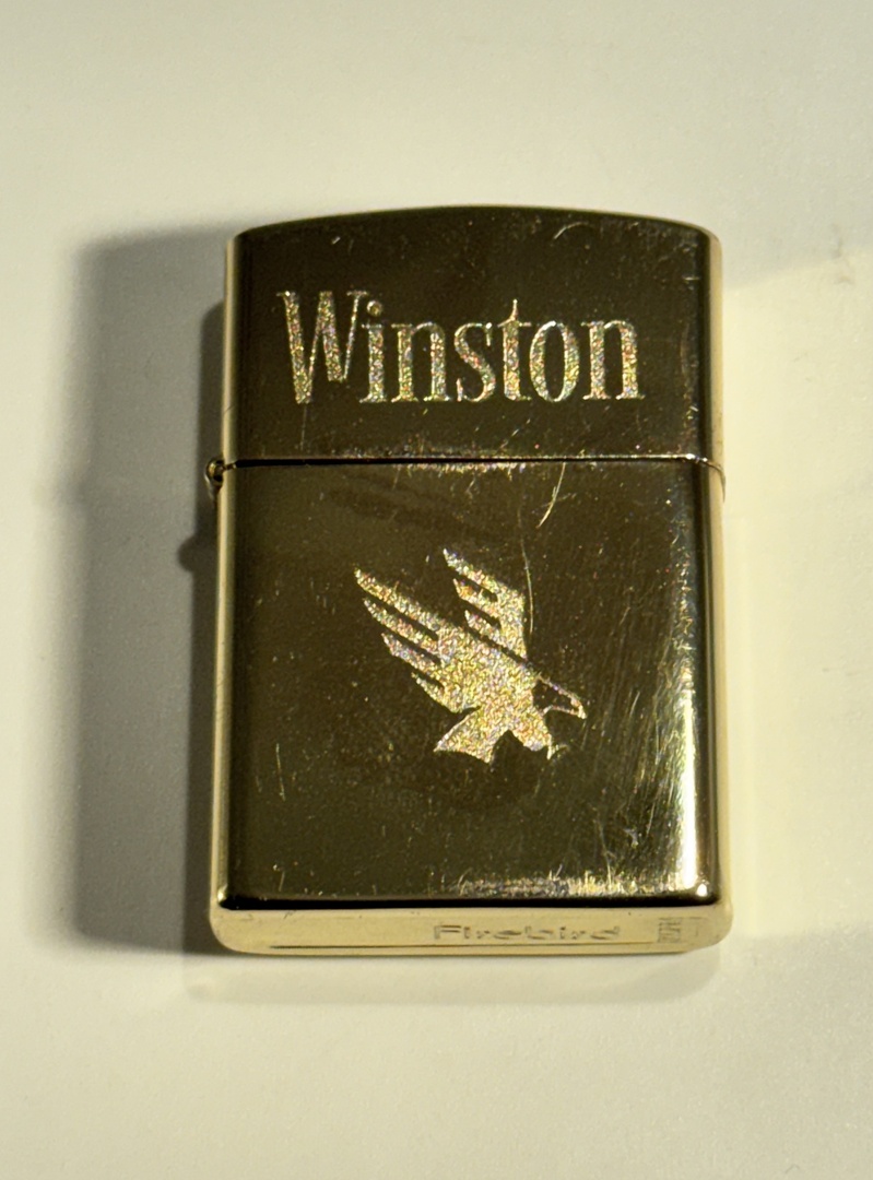 Vintage Winston Golden Eagle Lighter - Made in Korea - Mirrored Gold - Image 4