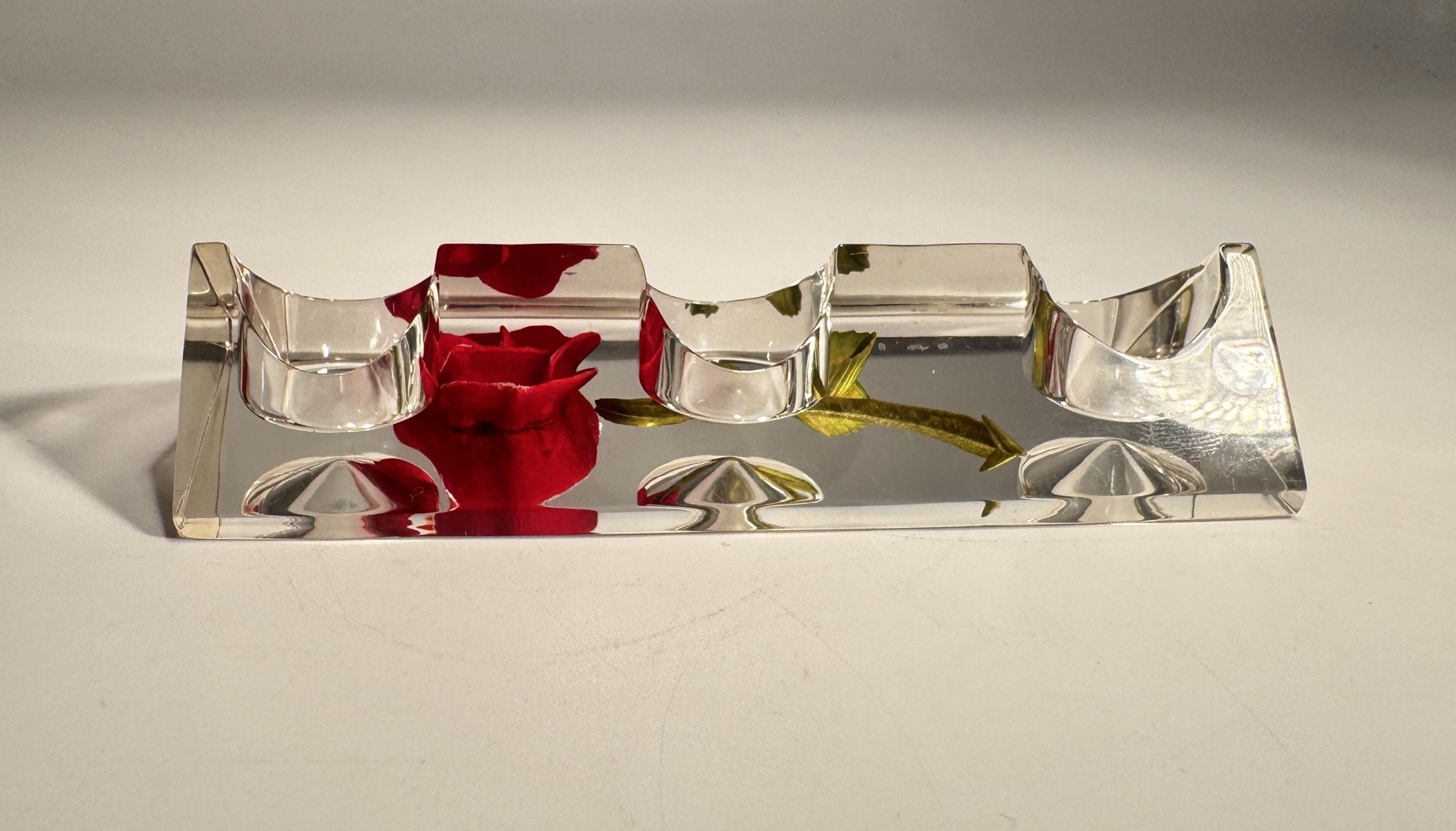 Vintage Lucite Rose Lipstick Holder - 3 Slots - Mid-Century Modern - Image 2