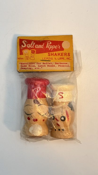 Vintage Japanese Wooden Salt & Pepper Shakers - Leipzig & Lippe, Inc. - New in package