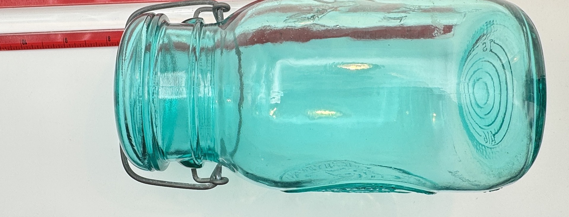 Vintage Ball Ideal Aqua Blue Glass Jar Bicentennial Eagle 1776-1976 Wire Bail Lid - Image 3