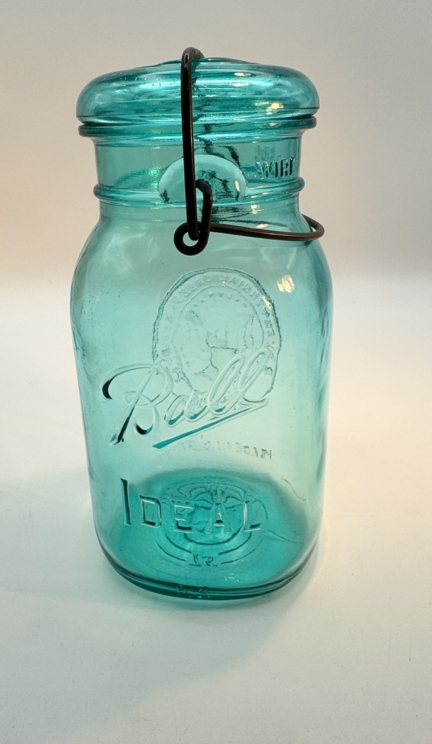 Vintage Ball Ideal Aqua Blue Glass Jar Bicentennial Eagle 1776-1976 Wire Bail Lid - Image 5
