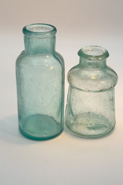 LOT OF 2 - Vintage 1883 S. M. Bixby & Co. Polish Bottle and Aqua Glass Bottle - Image 3