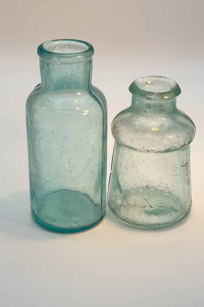 LOT OF 2 - Vintage 1883 S. M. Bixby & Co. Polish Bottle and Aqua Glass Bottle - Image 3