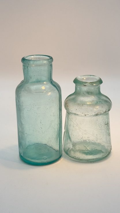 LOT OF 2 - Vintage 1883 S. M. Bixby & Co. Polish Bottle and Aqua Glass Bottle - Image 4