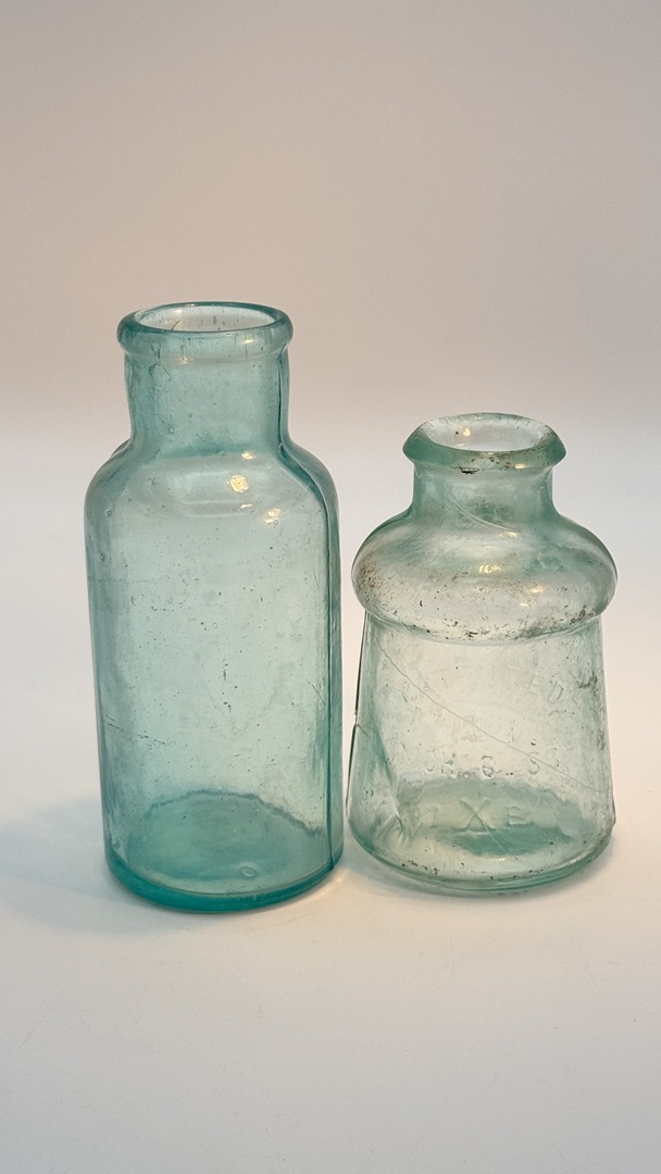 LOT OF 2 - Vintage 1883 S. M. Bixby & Co. Polish Bottle and Aqua Glass Bottle - Image 4