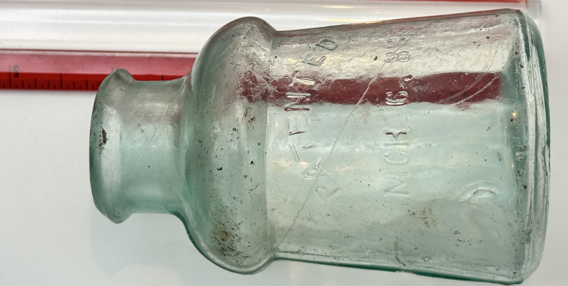 LOT OF 2 - Vintage 1883 S. M. Bixby & Co. Polish Bottle and Aqua Glass Bottle - Image 6