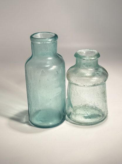 LOT OF 2 - Vintage 1883 S. M. Bixby & Co. Polish Bottle and Aqua Glass Bottle - Image 2