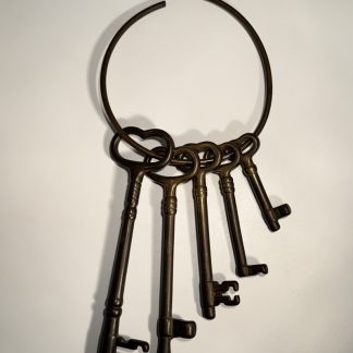 Vintage Brass Jail Cell Skeleton Key Set - 5 Keys on Ring - SOLID BRASS