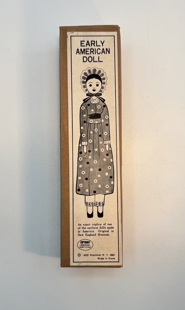 1970s Shackman Early American Doll Replica - Wooden, Cloth, Museum Gift Shop - In Original Box - Image 2