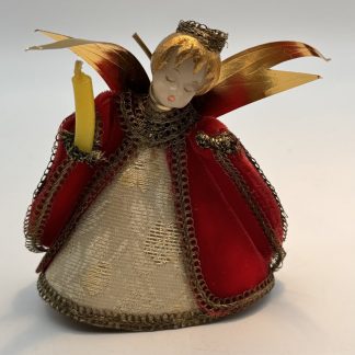 Vintage Koestel Dark Red Wax Angel Ornament - 1960s - Original Box