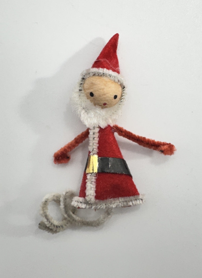 Vintage 4x Santa Claus Ornaments - Chenille & Spun Cotton - 1970s Japan - Image 6