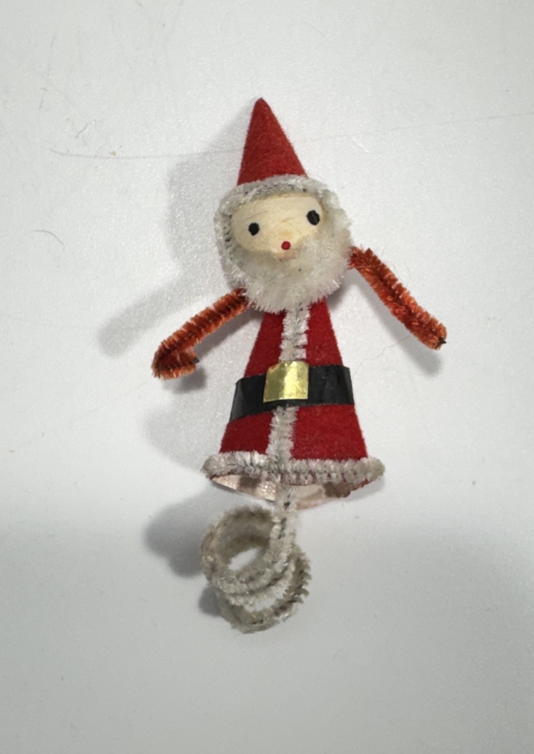 Vintage 4x Santa Claus Ornaments - Chenille & Spun Cotton - 1970s Japan - Image 7
