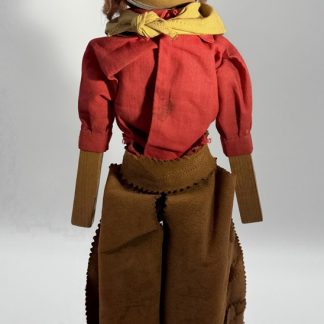 Vintage Hand-Carved Wooden Cowboy Doll - Folk Art 12" Tall