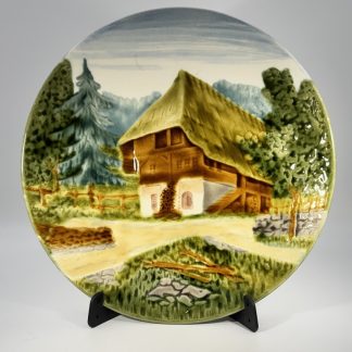 Vintage German Majolica Wall Plate - 9" Alpine Chalet Decor