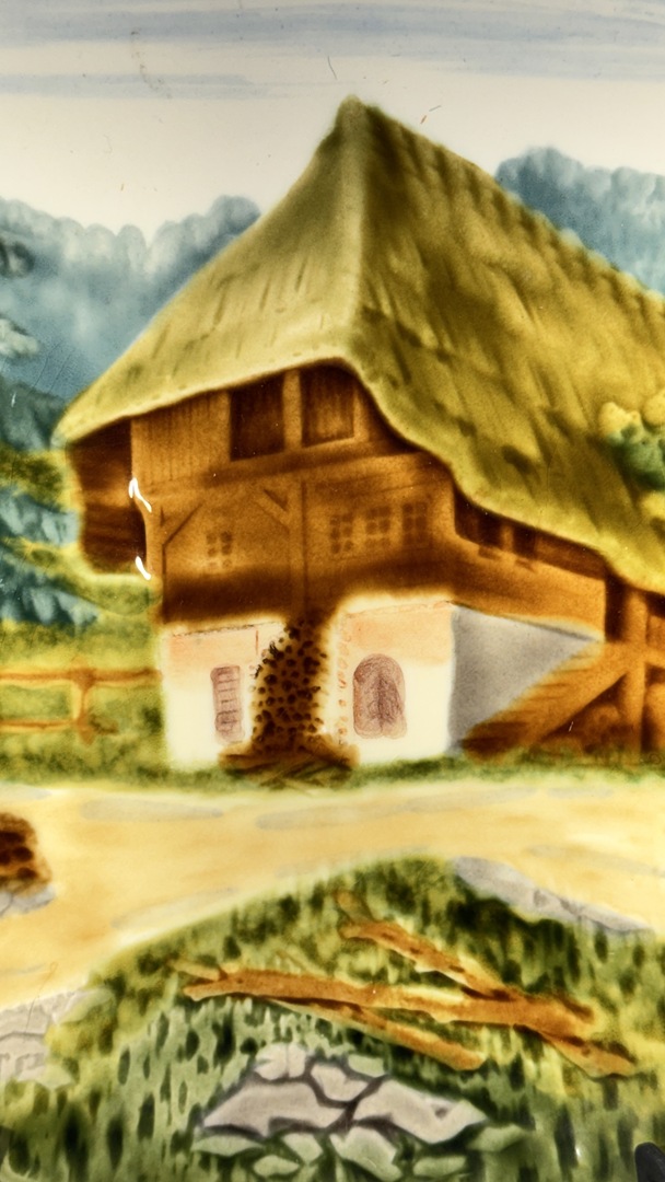 Vintage German Majolica Wall Plate - 9" Alpine Chalet Decor - Image 5